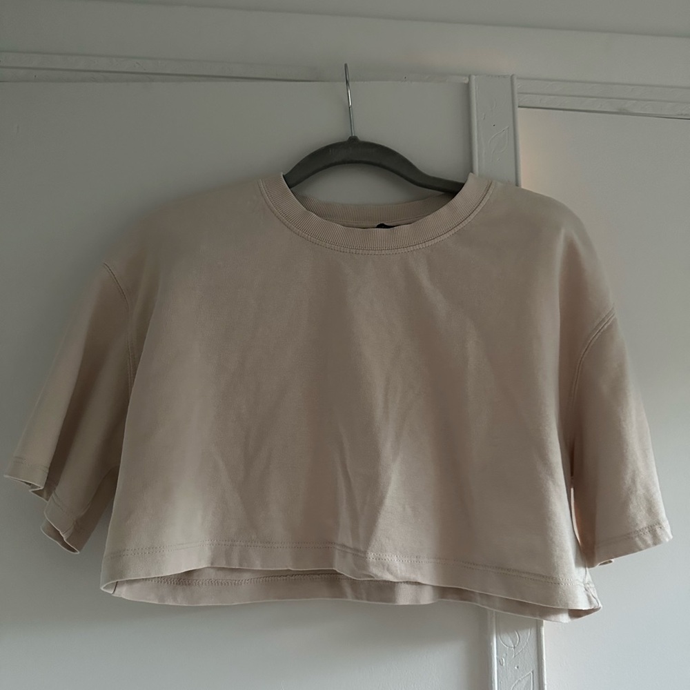 Casual Cream Women's Crop Top And Skirt Set
